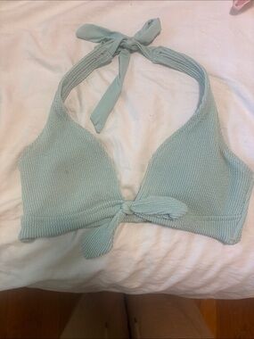Light Mint Halter Bikini Top with Front Tie
